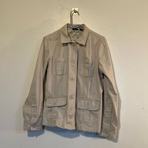 Bailey’s Point kaki pocket full button up front cargo jacket coat Large (13/15)
